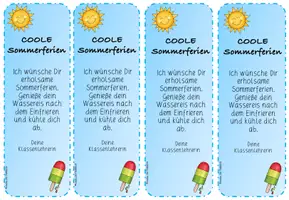 Vorschau - Arbeitsblätter - Grußkärtchen "Coole Sommerferien" Feriengruß - Seite 2
