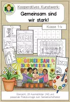 Vorschau - Mal- und Bastelvorlagen - Kooperatives Kunstwerk: "Gemeinsam sind wir stark"- Gemeinschaftsbild für die Grundschule - Deckblatt