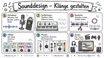 Vorschau - Arbeitsblätter - Arbeitsblatt "Sounddesign - Erstellung und Bearbeitung von Klängen" + interaktive Lösung & MP3 + Mindmap + Infografik - Seite 1