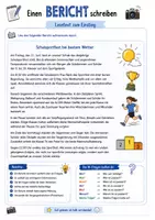 Vorschau - Stationenlernen - Bericht schreiben und Übungen - Deckblatt
