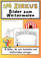 Vorschau - Mal- und Bastelvorlagen - Im Zirkus - Kreative Bilder zum Ausmalen und Weitermalen - Deckblatt
