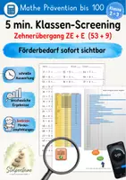 Vorschau - Fördermaterial/Inklusion - 5 min. Klassen-Screening, Zehnerübergang ZE + E (53 + 9) (Förderdiagnostik) - Deckblatt