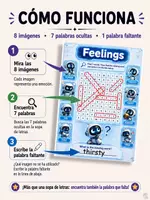 Vista previa - Hojas de trabajo - Feelings – Fichas de sopa de letras | Actividad de vocabulario sobre las emociones | Reto: encuentra la palabra que falta - página 2