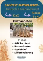 Vorschau - Arbeitsblätter - Lesetext "Erdmännchen" für Partnerarbeit - Deckblatt