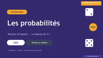 Aperçu - Présentation / Support pour le tableau - Les probabilités CM2 – découverte (gratuit) - Page de couverture
