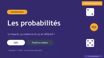 Aperçu - Présentation / Support pour le tableau - Les probabilités CM1 - découverte (gratuit) - Page de couverture