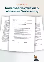 Vorschau - Test - Klausur + Erwartungsbild: Novemberrevolution & Weimarer Verfassung - Deckblatt