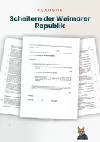 Vorschau - Klassenarbeiten - Klausur + Erwartungsbild: Scheitern der Weimarer Republik - Deckblatt