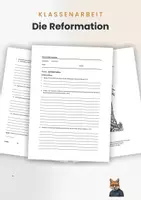 Vorschau - Arbeitsblätter - Klassenarbeit: Martin Luther und die Reformation - Deckblatt