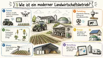 Vorschau - Arbeitsblätter - Arbeitsblätter zum Thema "Wie ist ein moderner Landwirtschaftsbetrieb?" + Lösung & MP3 + Mindmap + Infografik - Seite 1