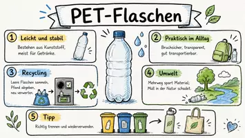 Vorschau - Arbeitsblätter - AB mit Fragen zum Thema "PET-Flaschen" + Lösungsblatt + Mindmap + Infografik - Seite 1