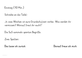 Vorschau - Stundenentwürfe - Abschied und Neuanfang Grundschule Reflexion 4-6 Klasse - Seite 1
