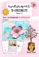 Vorschau - Mal- und Bastelvorlagen - Kunstprojekt Kirschblüte basteln – Frühling und Tupftechnik (Kunst Klasse 1, 2, 3, 4 mit Anleitung & Vorlagen) - Deckblatt