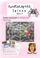 Vorschau - Mal- und Bastelvorlagen - Kunstprojekt Spinne im Netz – herbstliches Mal- und Bastelprojekt mit Anleitung (Klasse 1, 2, 3, 4, auch fachfremd) - Deckblatt