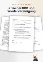 Vorschau - Arbeitsblätter - Klassenarbeit: Krise der DDR & Wiedervereinigung - Deckblatt