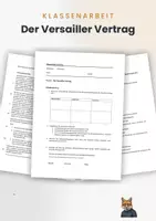 Vorschau - Arbeitsblätter - Klassenarbeit: Der Versailler Vertrag - Deckblatt