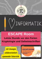 Vorschau - Arbeitsblätter - Escape Room Kryptologie & Geheimschriften (Klasse 8–10) Letzte Stunde vor den Ferien | Caesar-Verschlüsselung, Morsealphabet, Freimaurer-Chiffre, Brailleschrift & Winkeralphabet | Mit Lösungen - Deckblatt