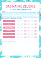 Vorschau - Arbeitsblätter - Wahres Zeugnis über Schüler:innen I Abschiedsgeschenk Sommerferien I Schülerzeugnis Vorlage + Planko zum selbst gestalten - Seite 1