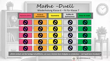 Vorschau - Arbeitsblätter - Mathe-Duell Wiederholung (Klasse 6) – Fit für Klasse 7 | Quiz & Spiel | Mit Lösungen | Das große Mathematik-Quiz - Seite 1