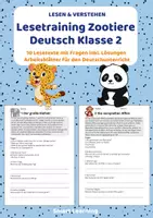 Vorschau - Stundenentwürfe - Lesetraining Tiere Materialpaket – Leseverständnis Klasse 2 | 5 Materialien mit Lösungen (Set 2) - Seite 1