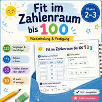 Vorschau - Arbeitsblätter - Fit im Zahlenraum bis 100 – Wiederholung & Festigung - Deckblatt