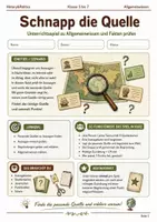 Vorschau - Spiele - Schnapp die Quelle Unterrichtsspiel Allgemeinwissen Klasse 5 bis 7 Vertretungsstunde - Deckblatt