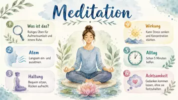 Vorschau - Arbeitsblätter - Arbeitsblatt "Meditation" + interaktive Lösung & MP3 + Infografik - Seite 2