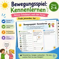 Vorschau - Arbeitsblätter - Bewegungsspiel Kennenlernen – Schulstart nach den Ferien - Deckblatt