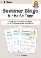 Vorschau - Arbeitsblätter - Sommer Bingo Grundschule für heiße Tage - Deckblatt