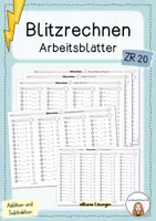 Vorschau - Arbeitsblätter - Blitzrechnen Arbeitsblätter - ZR 20 - Deckblatt
