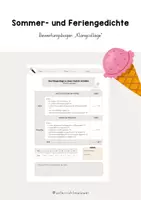 Vorschau - Unterrichtsreihen - Unterrichtsreihe zum Thema Gedichte - Sommer- und Feriengedichte - Bewertungsbogen - Klangcollage - Handlungsorientiertes Lernen - Deckblatt