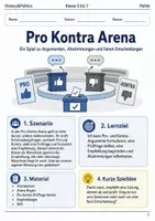 Vorschau - Spiele - Argumente prüfen Pro Kontra Arena Unterrichtsspiel Klasse 5 bis 7 Vertretungsstunde - Deckblatt