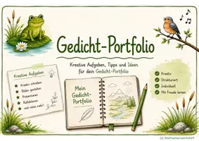 Vorschau - Arbeitsblätter - Gedicht-Portfolio | Gedichtvortrag | Lyrik | Kreative Portfolioarbeit | Deutsch - Deckblatt