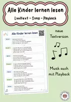 Vorschau - Arbeitsblätter - Alle Kinder lernen lesen neuer Text Lied Einschulung Musik & Playback - Deckblatt