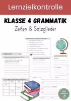 Vorschau - Klassenarbeiten - Lernzielkontrolle Grammatik - Zeiten, Satzglieder - Deckblatt