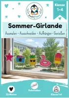 Vorschau - Mal- und Bastelvorlagen - Sommer-Girlande zum Ausmalen | 25 Bastelmotive für die Grundschule | Kunst Basteln Klasse 1-4 ohne Vorbereitung - Deckblatt