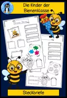 Vorschau - Arbeitsblätter - Steckbriefe Bienenklasse 🐝 – Kennenlernmaterial Grundschule mit dem Klassentier Biene - Deckblatt