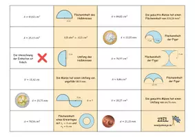 Vorschau - Spiele - Umfang und Flächeninhalt - KREIS - Domino-Spiel - Seite 3