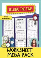 Vorschau - Arbeitsblätter - Telling the Time – Arbeitsblätter Mega Pack | Englisch | 2-fach differenziert - Deckblatt