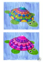 Vorschau - Mal- und Bastelvorlagen - Sommer - 3D Schildkröte im Meer basteln - Kunst Grundschule, Kunst Klasse 1, Kunst Klasse 2 - Seite 1