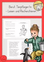 Vorschau - Arbeitsblätter - Lesen Recherchieren Berufe Tierpfleger - Deckblatt