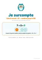 Aperçu - Cartes d'exercices - Je surcompte — addition CP-CE1 - Page 1