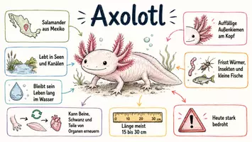 Vorschau - Arbeitsblätter - AB mit Fragen zum Thema "Axolotl" + Lösungsblatt + Infografik - Seite 1