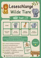 Vorschau - Spiele - Lesespiel - wilde Tiere Klasse 2 - Deckblatt