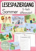 Vorschau - Arbeitsblätter - Lesespaziergang Sommer - 5-fach differenziert Klasse 1-4 - Deckblatt