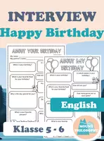 Vorschau - Arbeitsblätter - Interview Birthday / Klasse 5,6 - Deckblatt