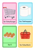 Vorschau - Bildkarten - Einkaufen: Wortkarten, DAZ, Übung, Vokabeln - Seite 1