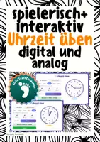 Vorschau - Spiele - 🕐 Uhrzeit üben (analog und digital) – interaktives Spiel für Whiteboard / Tablet - Deckblatt
