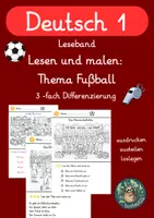 Vorschau - Arbeitsblätter - Lesen und malen – Thema Fußball Leseband - Deckblatt