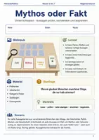 Vorschau - Spiele - Mythos oder Fakt Unterrichtsspiel Klasse 5 bis 7 Allgemeinwissen Fakten prüfen Vertretungsstunde - Deckblatt